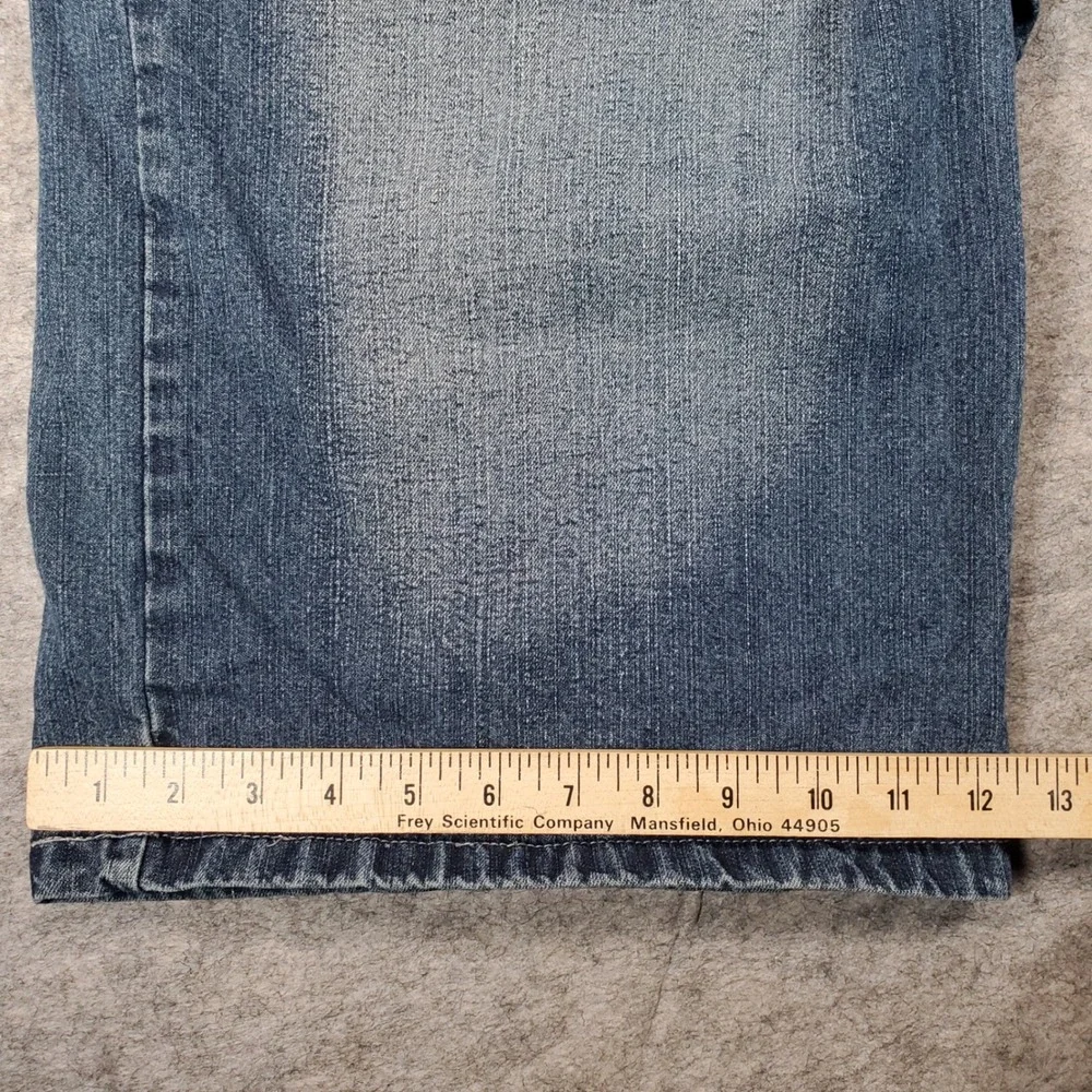 True Rock Denim Shorts Men 34 Blue Relaxed Fit Sandblasted Fade Y2K Skater Baggy